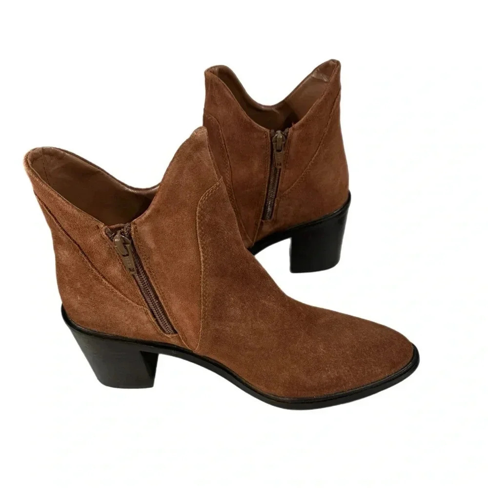 New Seychelles Pretty Little Bird Suede Cognac Brown Boots Fashion Booties Sz 8 - Picture 7 of 16